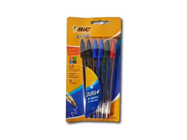 BOLIGRAFO BIC CRISTAL SURT.1.0mm 6un.