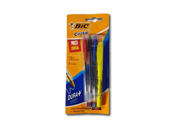 KIT 3 BOL.CRISTAL SURT.+MARCADOR TEXTO