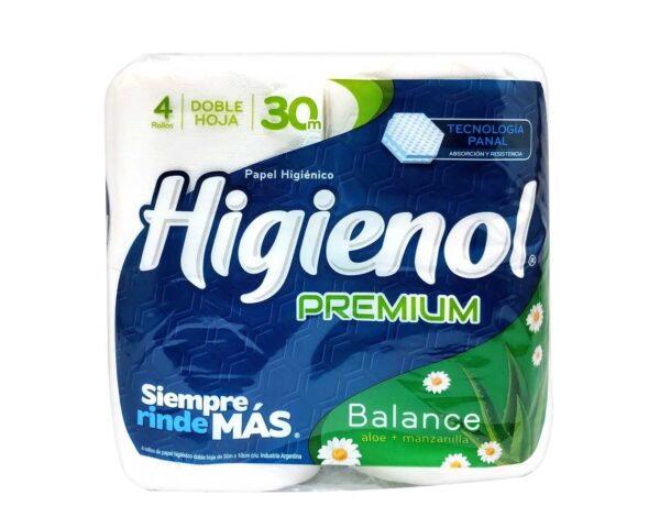 PAPEL HIG.HIGIENOL PREM.BCE. ALO/MZ.D/H 4x30mt.