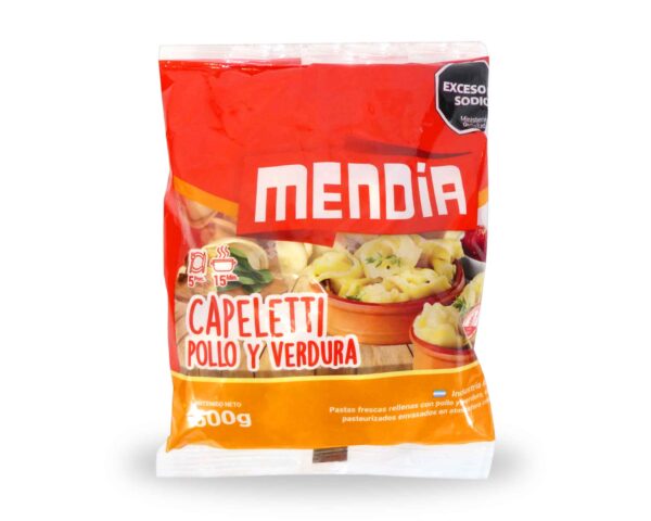 CAPELETTIS MENDIA POLLO/VERD.500gr