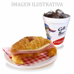 88253 SANDWICH MEDIA LUNA C/JAMON COCIDO + VASO GASEOSA 300cc. (BAR)