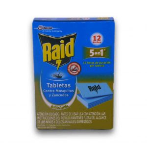 RAID TABLETAS CONTRA MOSQ/ZANC.5en1 12u.