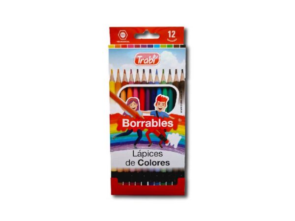 LAPICES COLORES BORRAB.D/RES.TRABI 12un.